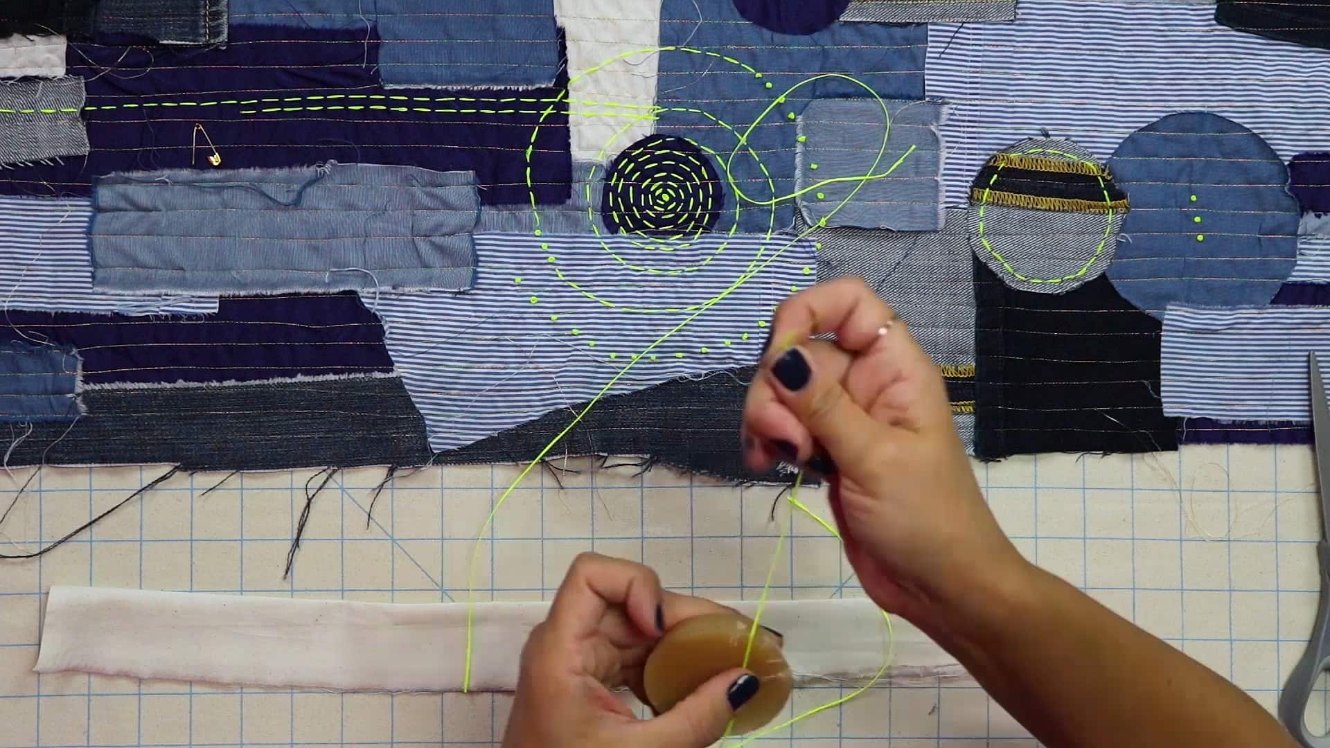 How to Sew Sashiko Embroidery Stitches on Patchwork How to Sew Sashiko
